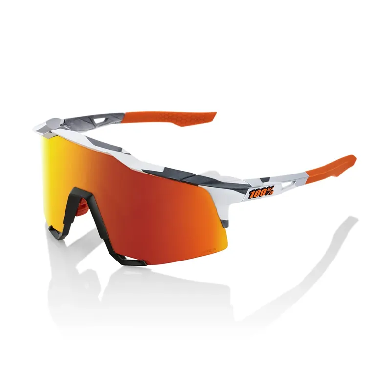 100% Speedcraft HiPER Mirror Red Lens Sunglasses in Grey Camo