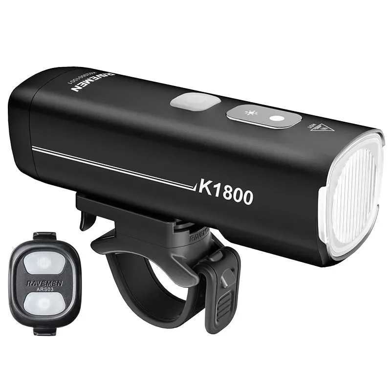 Ravemen K1800 1800-lumen USB Rech. Light w/ Daytime Run Mode in Black-2