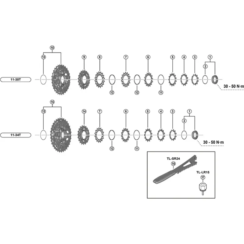 Shimano Spares CSR9200 Sprocket Unit 17-19-tooth in Silver-1